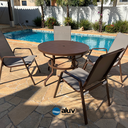 Ver imagem 2 de Mesa 4 Cadeiras Ripado Piscina Alumínio Marrom e Tela Fendi