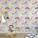 Ver imagem 3 de Papel de Parede Decorativo Baby Desenhos Infantis Coloridos com Fundo Branco 3,3m