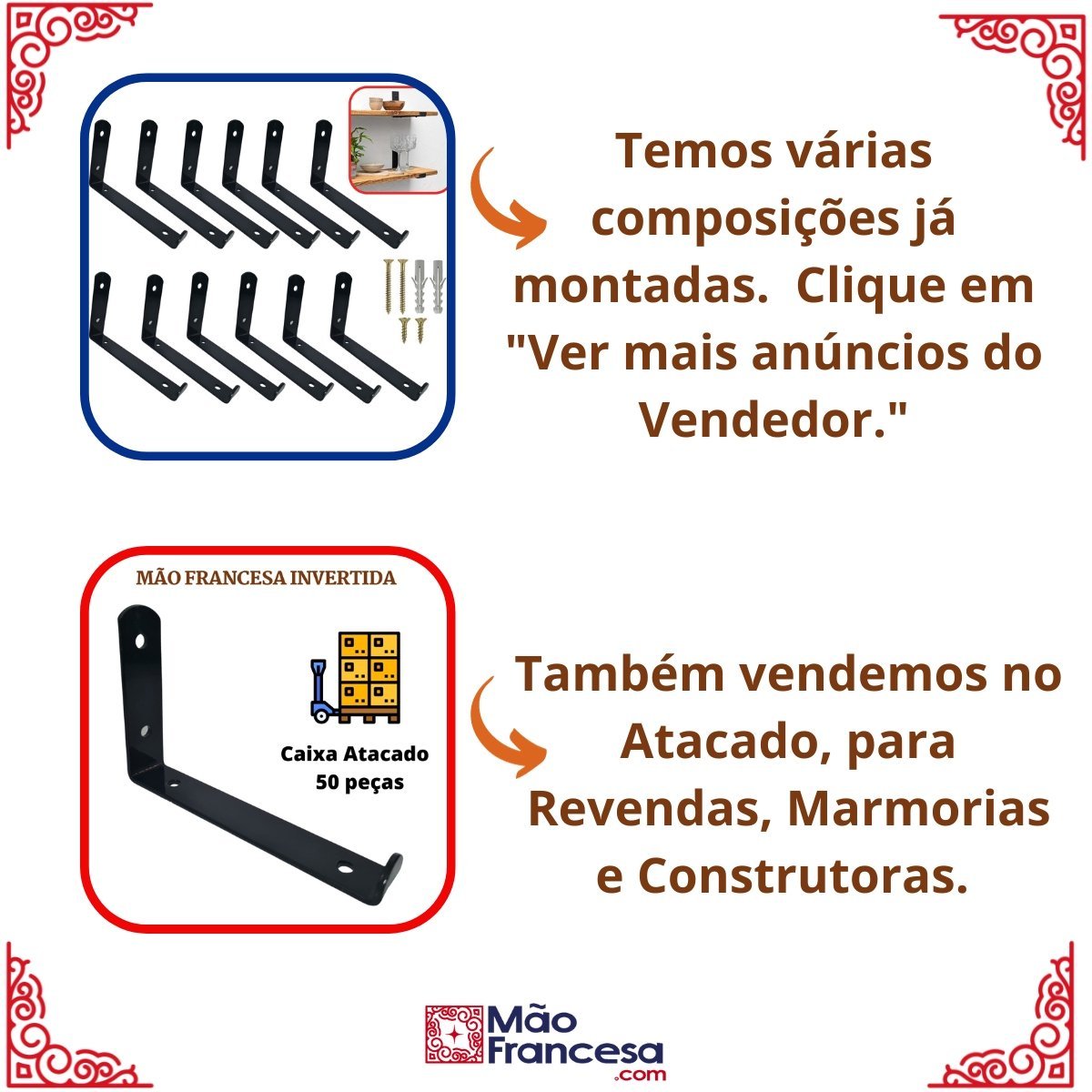 Mão Francesa Invertida 30cm 5mm 4 Peças Reforçada Industrial - 7