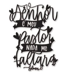 O Senhor é meu pastor Salmo 23 60x40cm LETTERING em Madeira MDF Parede - 1