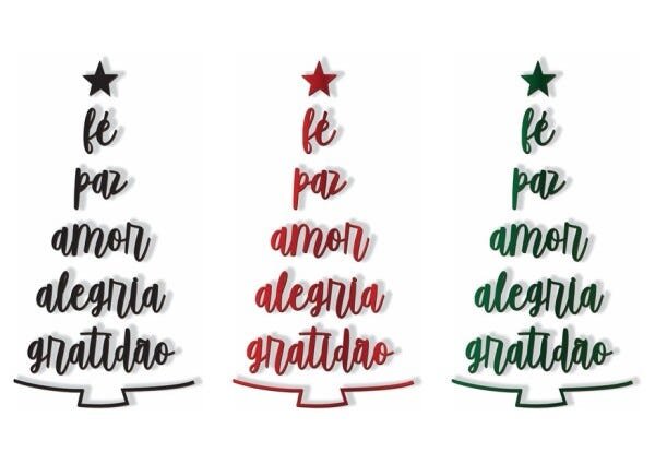 Árvore de Natal Palavras Lettering 0,54x1,03m: Fé, Paz, Amor, Alegria,  Gratidão em Madeira Mdf | MadeiraMadeira