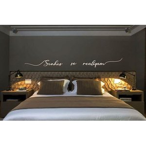 Sonhos se realizam 1,50x0,14m LETTERING em Madeira MDF Aplique de Parede - Branco