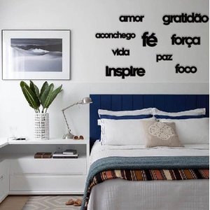 Kit Apliques com 9 Palavras Lettering: Gratidão Inspire Aconchego Amor Paz Vida Fé Foco Força - Pret