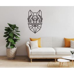 Lobo Geométrico Poligonal 60x38cm em Madeira MDF Aplique de Parede GOT Stark - 4