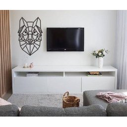 Lobo Geométrico Poligonal 60x38cm em Madeira MDF Aplique de Parede GOT Stark - 3