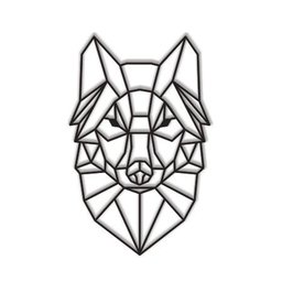 Lobo Geométrico Poligonal 60x38cm em Madeira MDF Aplique de Parede GOT Stark - 1