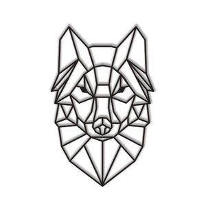 Lobo Geométrico Poligonal 60x38cm em Madeira MDF Aplique de Parede GOT Stark