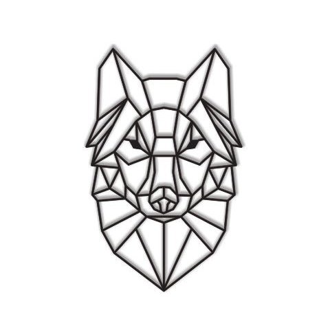 Lobo Geométrico Poligonal 60x38cm em Madeira MDF Aplique de Parede GOT Stark