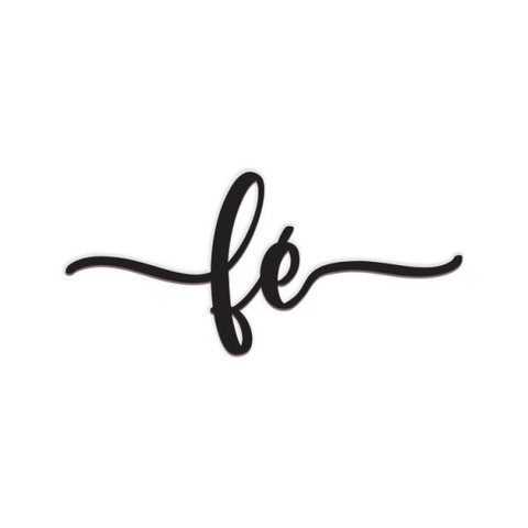 Fé Lettering 43x20cm em Madeira MDF Apliques de Parede