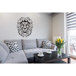 Leão Geométrico Poligonal Face 60x48cm em Madeira MDF Aplique de Parede - 4
