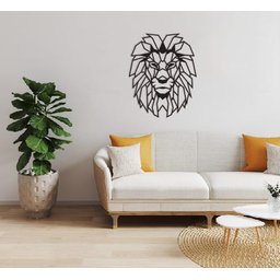 Leão Geométrico Poligonal Face 60x48cm em Madeira MDF Aplique de Parede - 3
