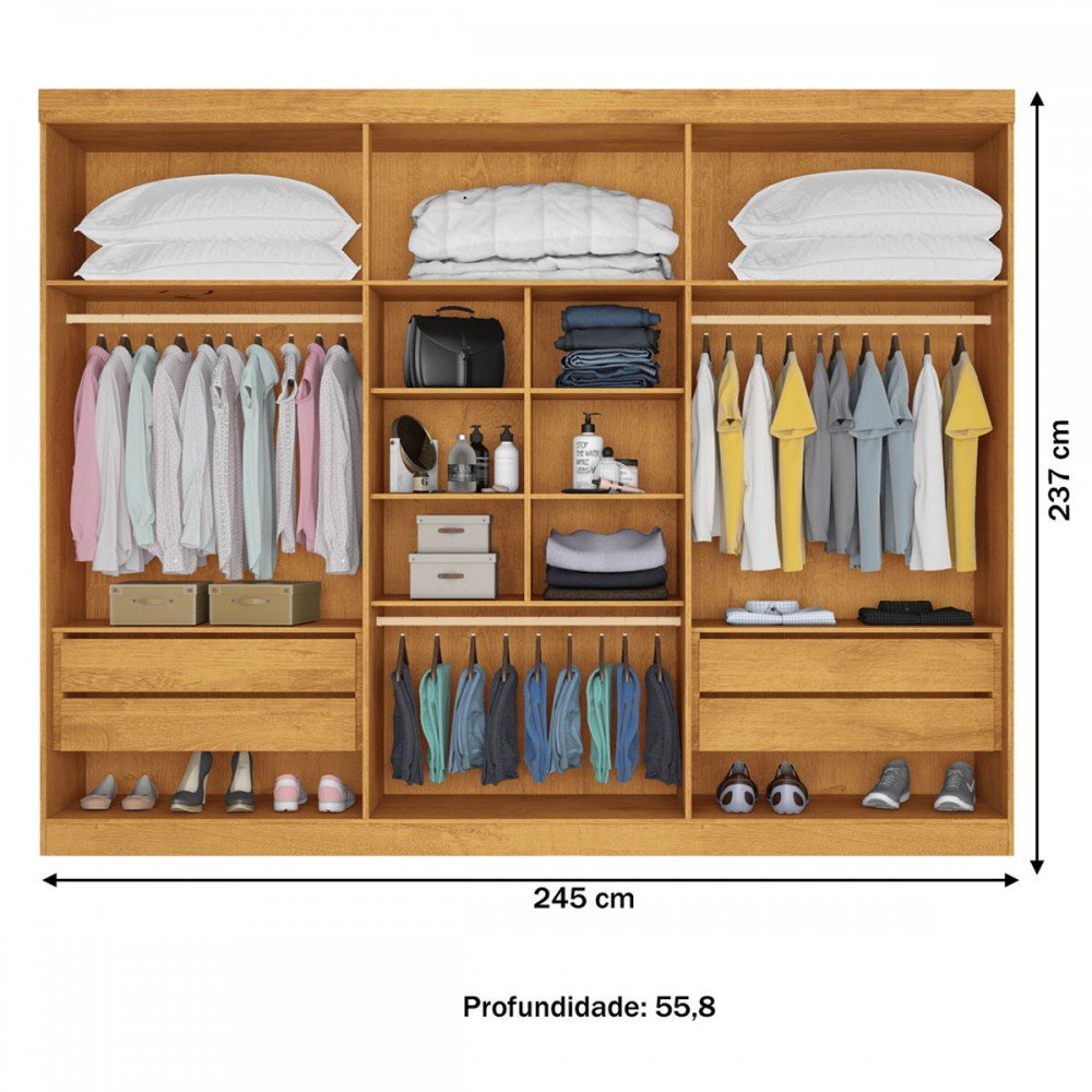 Guarda Roupas Recentes Guarda-Roupa Casal Alba 6 Portas 4 Gavetas 100% Mdf Espelhado Peroba ...