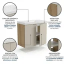 Ver imagem 4 de Gabinete para Banheiro com Cuba Embutida 100% MDF Suspenso 79,6cm Vittare Carvalho/Nude