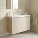 Ver imagem 1 de Gabinete para Banheiro com Cuba Embutida 100% MDF Suspenso 79,6cm Vittare Carvalho/Nude