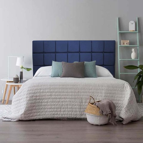 Cabeceira Estofada Espanha 160cm Queen Size para Cama Box Corino Azul Marinho - Gat Magazine