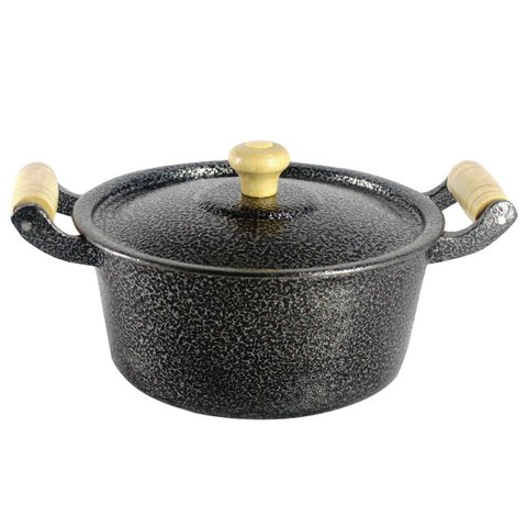 Caçarola Panela Reta Craqueada De Alumínio Alça Madeira 22cm DIVIFORTE