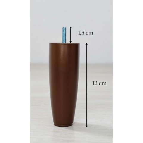 Kit para Cama Box com 6 Pés Cônico Marrom Altura 12cm