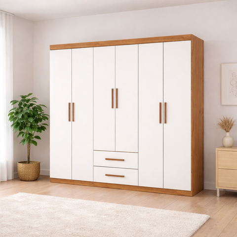 Guarda Roupa com 6 Portas 2 Gavetas Platinum -grand Line