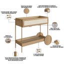 Ver imagem 4 de Carrinho Bar com Porta Taças Industrial Indy A03 Hanover Dourado - Lyam Decor