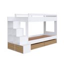 Ver imagem 3 de Beliche Infantil com Escada Estante e 2 Gavetões 143 Cm Cor:branco com Aveiro Oak