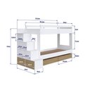 Ver imagem 4 de Beliche Infantil com Escada Estante e 2 Gavetões 143 Cm Cor:branco com Aveiro Oak