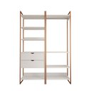 Ver imagem 3 de Closet Industrial Casal Loft 2 Módulos Branco Cabideiro com Gavetas Base Cobre