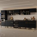 Ver imagem 1 de Armário de Cozinha Completa Atlanta Orbit com Vidro Carraro Preto Touch