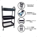 Ver imagem 3 de Carrinho Organizador Multiuso 3 Prateleiras Metal Rodinhas