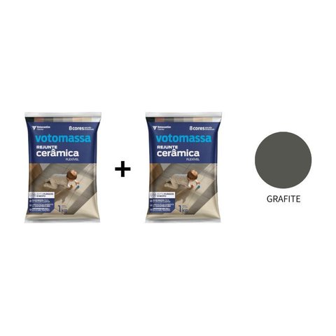 Kit 2 Sacos de Rejunte Flex Votomassa Grafite 1 Kg