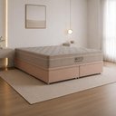 Ver imagem 1 de Cama Box com Baú Queen Conjunto Airtech Spring Pocket Molas Ensacadas Suede Bege Ortobom