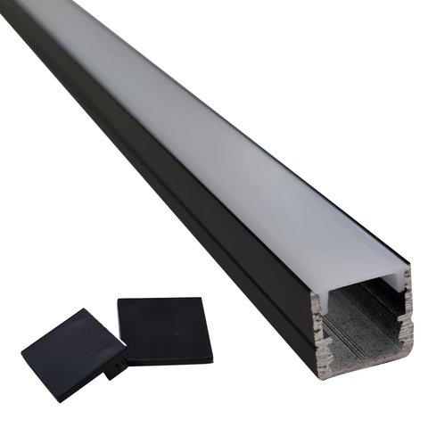 Perfil de Led Sobrepor Preto 2 Metros
