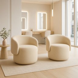 Poltrona Orgânica Redonda para Sala Quarto Recepção Liz Confortável Elegante Bouclê - 2