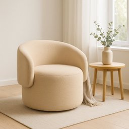 Poltrona Orgânica Redonda para Sala Quarto Recepção Liz Confortável Elegante Bouclê - 5