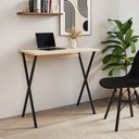 Ver imagem 2 de Mesa para Estudo X 90x53 com Base em Ferro para Quarto e Escritório - Ferro Preto Tampo Off White