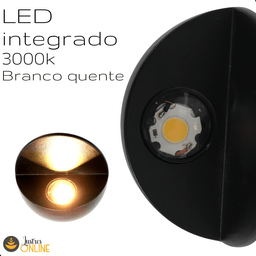 Arandela Para Area Externa Interna LED 1w 3000k Preto Globo - 10