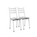 Ver imagem 2 de Kit com 2 Cadeiras Sala de Jantar Cozinha Europa Branco/Floral Cinza
