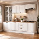 Ver imagem 1 de Cozinha Modulada Completa 5 Peças com Tampos Americana Portas em MDF Branca Frisado