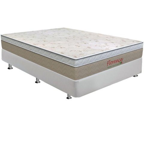Cama Box Casal: Colchão Molas Bonnel Orthoflex Florença + Base Crc Courano White(138x188)