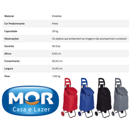 Carrinho de Compras Feira Reforçado Grande Dobrável Multi Vm - 5