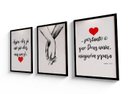 Ver imagem 1 de Kit 3 Quadros com Moldura Frase o que Deus Uniu 30x45cm
