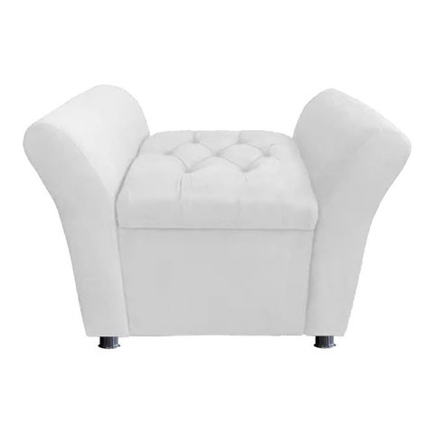Recamier Calçadeira Bau Egeo 0,80 Cm Corino Branco