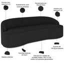 Ver imagem 4 de Sofá 3 Lugares Curvo Sala de Estar Living Lótus D02 Bouclê Preto 180cm Bc-08 - Lyam Decor