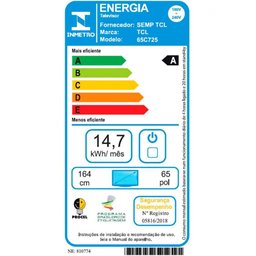 Smart Tv QLED 65 Polegadas 4K TCL Google TV 65C725 UHD Dolby Vision Atmos HDR10+ Dual Band Design Se - 10