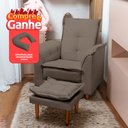 Ver imagem 2 de Poltrona Amamentação e Puff Ariel Suede Cappuccino Espuma D26 Tana Decor