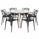 Ver imagem 2 de Conjunto Mesa Eames Vidro 110cm + 6 Cadeiras Allegra - Seat&Co