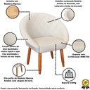 Ver imagem 2 de Poltrona para Sala Compacta Apartamento Tecido Corano Premium Base Fixa Pés Retrô