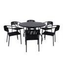 Ver imagem 1 de Jogo de Mesa Jantar Alumínio 6 Cadeiras Corda Náutica Preta Área Externa e Interna