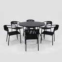 Ver imagem 4 de Jogo de Mesa Jantar Alumínio 6 Cadeiras Corda Náutica Preta Área Externa e Interna