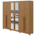 Ver imagem 1 de Guarda Roupa Casal Bertha 6 Portas 2 Gavetas Amêndoa Clean com Pés e Espelho - Lopas