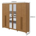Ver imagem 2 de Guarda Roupa Casal Bertha 6 Portas 2 Gavetas Amêndoa Clean com Pés e Espelho - Lopas
